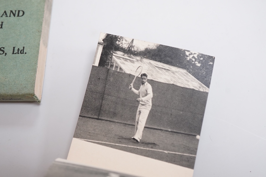 Four 1920s Slazengers tennis ‘flicker’ books, depicting H&W Austin service and smash and forehand and backhand drives and Miss Betty Nuthall forehand and backhand drives and drop volley and service, 7-10 in the set.